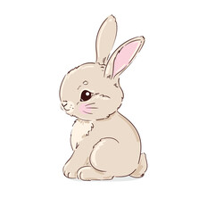 Hand Drawn Cute Bunny, print design rabbit. Vector