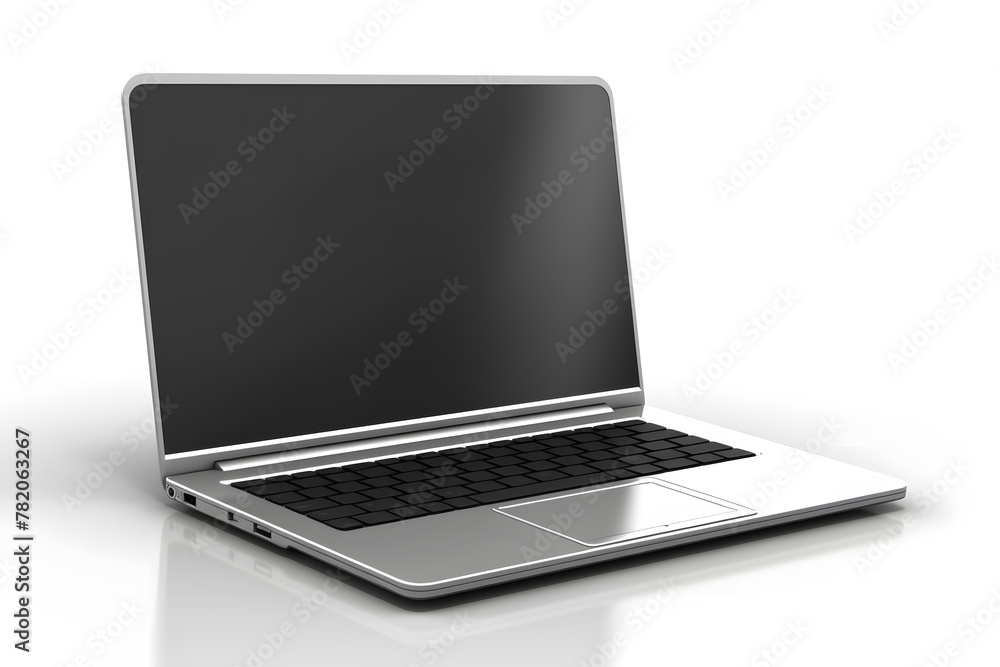 Poster Laptop with empty screen mock up isolated on white background