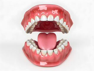 Naklejka premium 3d render dental Open tooth arch with tongue isolated on white background