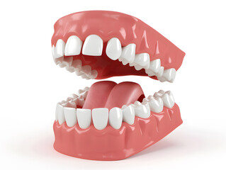 Obraz premium 3d render dental Open tooth arch with tongue isolated on white background