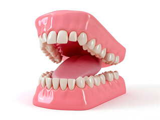 Obraz premium 3d render dental Open tooth arch with tongue isolated on white background