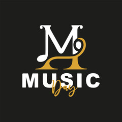 music day logo vector and t shirt design 