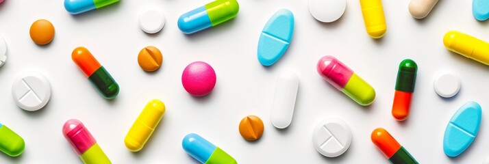 Medicine pill drug tablet top view background