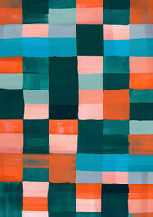 Checkered pattern. Blue plaid Hand Drawn pattern. Watercolor Gingham Window pane grid plaid Stripes pattern