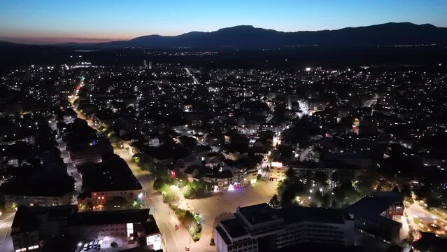 Kazanlak night city drone view