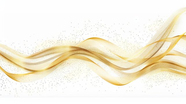 Abstract shiny color gold wave design element .golden curved yellow lines .with sparkling effect on white background