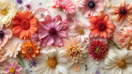 Vibrant Summer Floral Collage in Milky Water Generative AI