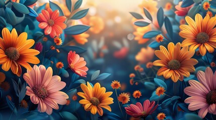 Fototapeta na wymiar Vibrant Nature's Bloom: A Floral Celebration Generative AI