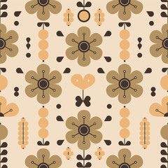 Vector seamless pattern with cute flowers. - 782069816