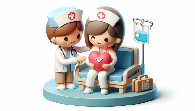 Compassionate Care Nurses: Providing Support and Care in Healthcare Environments with 3D Icon