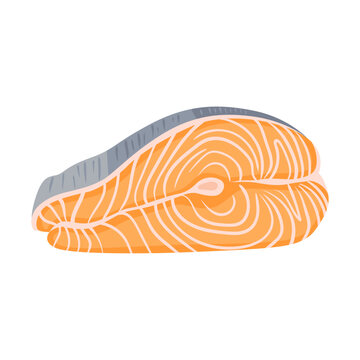 recommend clip art: Salmon meat illustration vector isolated. Red fish salmon for sushi food menu vector illustration. Sliced pieces of salmon