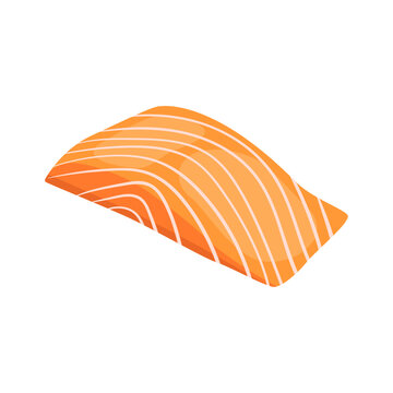 recommend clip art: Salmon meat illustration vector isolated. Red fish salmon for sushi food menu vector illustration. Sliced pieces of salmon