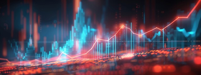 Sector-specific economic analysis with graphs showing upward trends, reflecting prosperity and positive market movements - obrazy, fototapety, plakaty