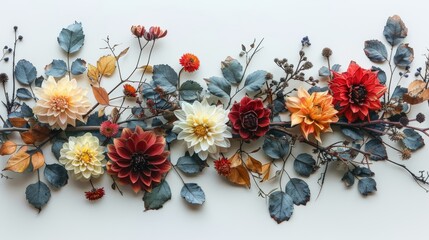 Bohemian Dried Floral Arrangement with Dahlias and Wildwood Generative AI - obrazy, fototapety, plakaty