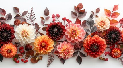 Bohemian Floral Arrangement with Dried Dahlias and Wildwood Generative AI - obrazy, fototapety, plakaty