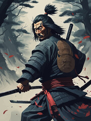 Fototapeta na wymiar Samurai Illustration Design Very Cool
