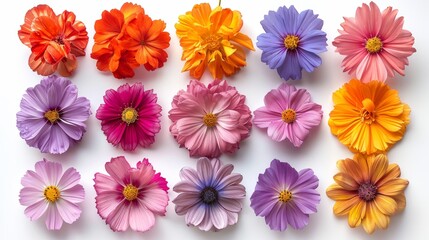 Colorful Fresh Flowers Arranged in a Flat Lay Generative AI - obrazy, fototapety, plakaty