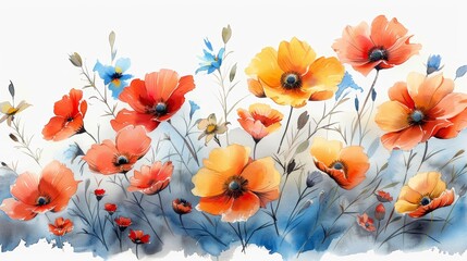 Vibrant Watercolor Floral Illustrations and Compositions Generative AI