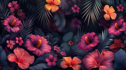 Obraz na płótnie Canvas Vibrant Summer Blooms Botanical Illustration Generative AI