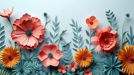 Vibrant Paper Art Floral Composition Generative AI