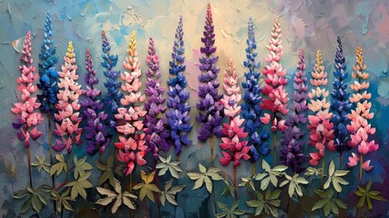 Vibrant Lupine Flowers in Full Bloom Generative AI - obrazy, fototapety, plakaty