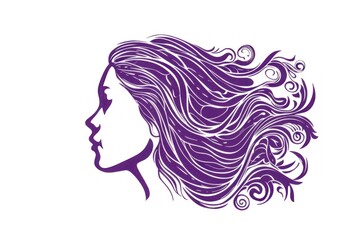 feminine silhouette of a girl is shown in purple and green frame with plants