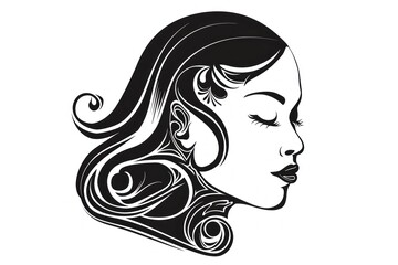 woman with long hair and swirling hairstyle design vector