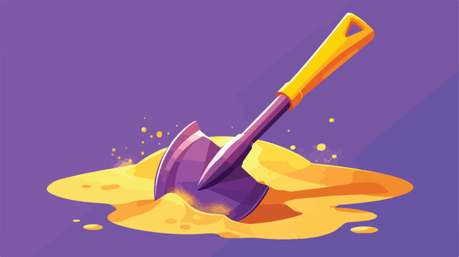 Sand shovel icon vector image on purple background
