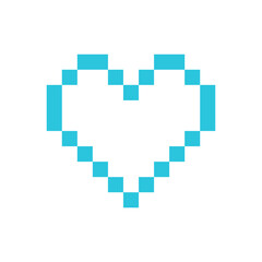 Pixelated heart icon. Isolated on white background.