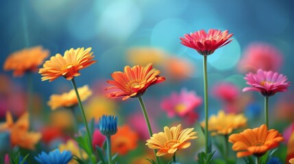 Vibrant Summer Floral Backdrop Generative AI