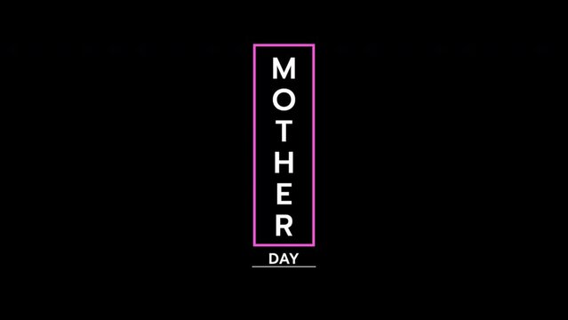 A vibrant image with purple text saying Happy Mother's Day and a neon pink frame, all set on a dark purple background