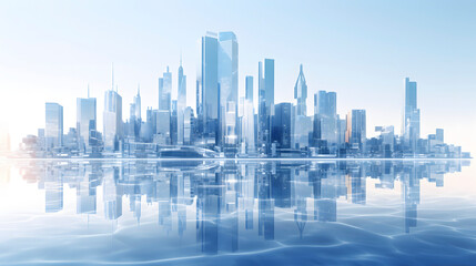 Digital future blue city scene graphics poster web page PPT background