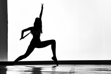 silhouettes of a woman exercising in a yoga pose