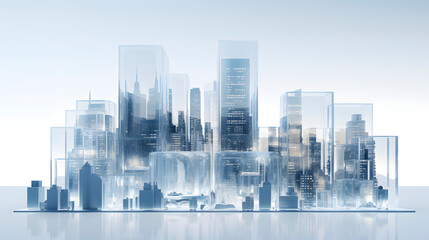 Obraz premium Digital future blue city scene graphics poster web page PPT background