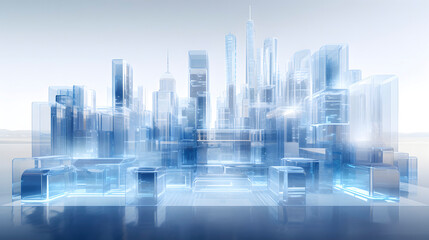 Fototapeta na wymiar Digital future blue city scene graphics poster web page PPT background