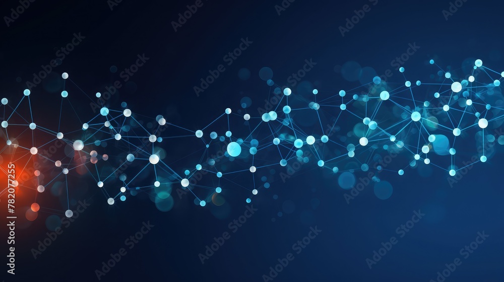 Poster vector illustration molecule,connected lines with dots,technology on blue background. abstract inter