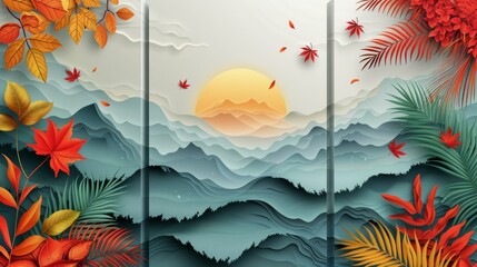 Set of Vibrant Social Media Story Designs with Summer Landscape Generative AI - obrazy, fototapety, plakaty