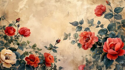 Vintage Floral Illustration for Romantic Occasions Generative AI - obrazy, fototapety, plakaty