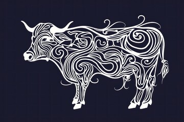 Fototapeta premium bovine symbol is displayed in white