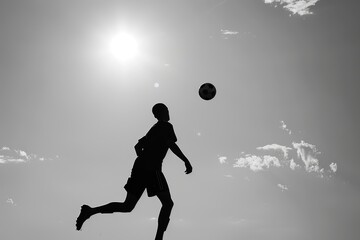 soccer player is silhouetted and on a white background