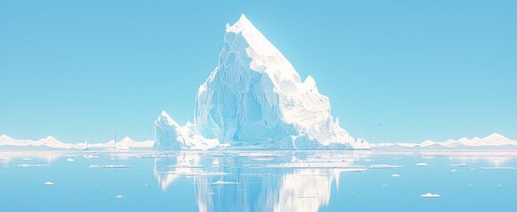 Photo of an iceberg in the lit water
