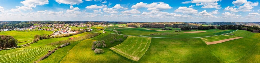 Beginning of spring from a bird's eye view in Franconian Switzerland/Germany