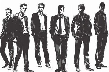fashion men black and white vector illustration