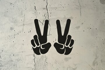 hand black to show victory sign