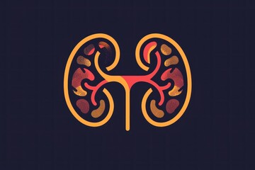 picture of a kidney is shown in the circle design and on the white background