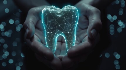 Glowing 3D hologram of tooth
