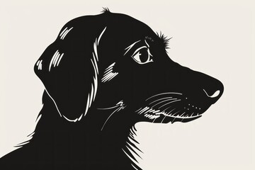 dog silhouette and tail portrait