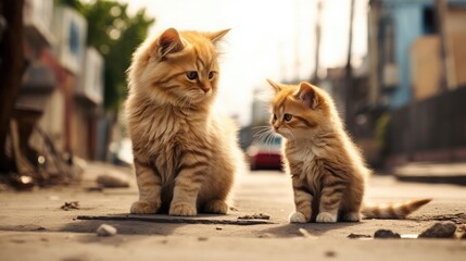 Cats on the street, funny beautiful cats