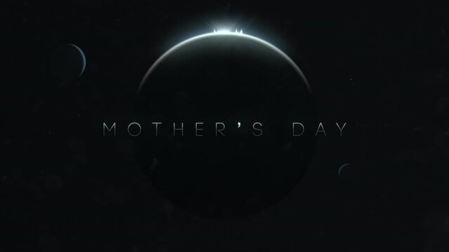 Celebrate Mother's Day with this cosmic design featuring a planet with craters. The words Mother's Day written on top create an out-of-this-world greeting
