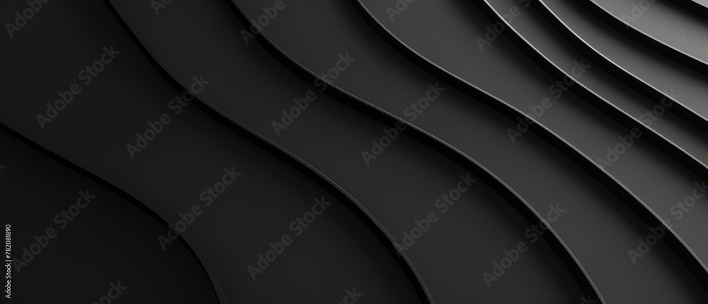 Aufkleber abstract texture dark black gray grey background banner panorama long with 3d geometric waving waves